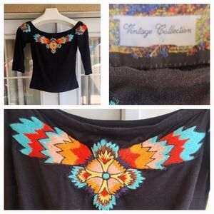 VINTAGE COLLECTION Floral Embroidered Western Off Shoulder‎